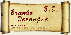 Branko Deronjić vizit kartica